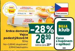 Billa Srdce domova Vejce podestýlková M nabídka
