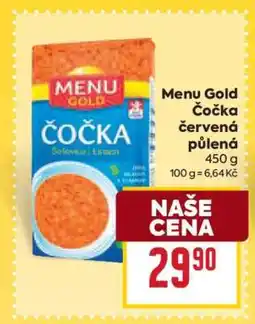 Billa Menu Gold Čočka červená půlená nabídka
