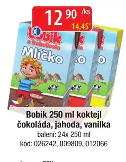 Qanto Bobík koktejl čokoláda jahoda vanilka nabídka