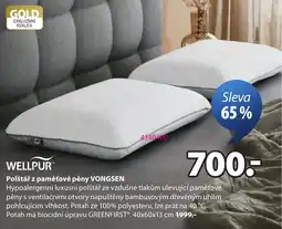 JYSK Wellpur polštář z paměťové pěny vongsen nabídka