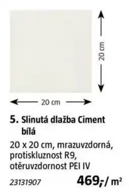 Bauhaus Slinutá dlažba Ciment bílá nabídka