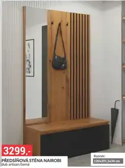 Baumax Nairobi předsíňová stěna dub artisan/černá nabídka