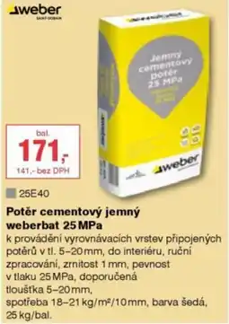 DEK Potěr cementový jemný weberbat 25 MPa nabídka