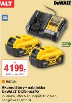 DEK Dewalt akumulátory + nabíječka dcb1104p2 nabídka