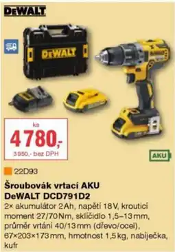 DEK Dewalt šroubovák vrtací aku dcd791d2 nabídka