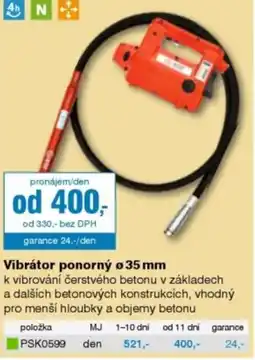 DEK Vibrátor ponorný ø 35 mm nabídka