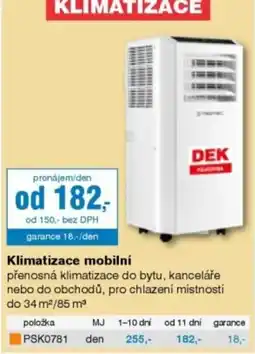 DEK Dek klimatizace mobilní nabídka