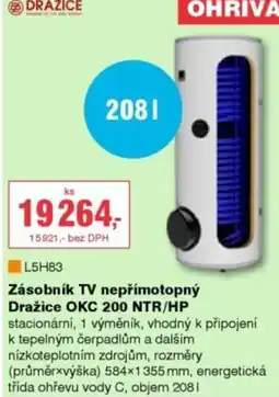 DEK Dražice zásobník tv nepřímotopný okc 200 ntr/hp nabídka