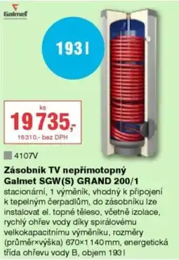 DEK Galmet zásobník tv nepřímotopný sgw(s) grand 200/1 nabídka