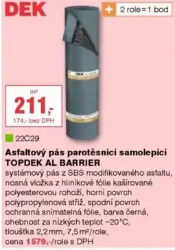 DEK DEK asfaltový pás parotěsnicí samolepicí topdek al barrier nabídka