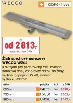 DEK Wecco žlab sprchový nerezový WZ02 nabídka