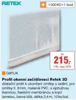 DEK Retek profil okenní začišťovací 3D nabídka