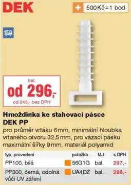 DEK DEK hmoždinka ke stahovací pásce PP nabídka