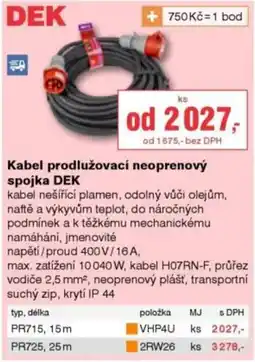 DEK DEK kabel prodlužovací neoprenový spojka nabídka