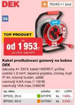 DEK DEK kabel prodlužovací gumový na bubnu nabídka