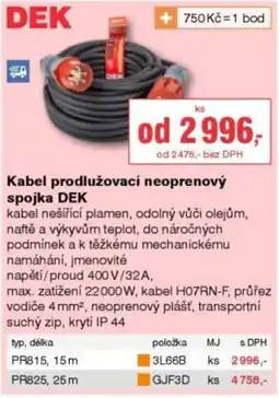 DEK DEK kabel prodlužovací neoprenový spojka nabídka