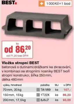 DEK Best vložka stropní nabídka