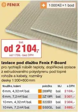 DEK Izolace pod dlažbu Fenix F-Board nabídka