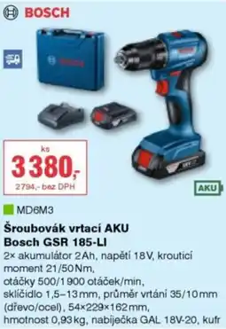 DEK Bosch šroubovák vrtací AKU Bosch GSR 185-LI nabídka
