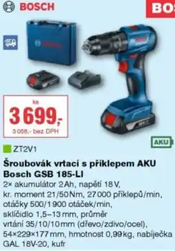 DEK Bosch šroubovák vrtací s příklepem AKU GSB 185-LI nabídka
