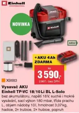 DEK Einhell Vysavač AKU TP-VC 18/10Li BL L-Solo nabídka