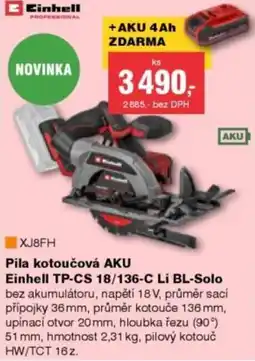 DEK Einhell Pila kotoučová AKU Einhell TP-CS 18/136-C Li BL-Solo nabídka