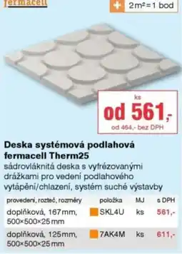 DEK Fermacell Deska systémová podlahová Therm25 nabídka