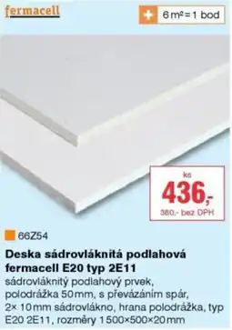 DEK Fermacell deska sádrovláknitá podlahová E20 typ 2E11 nabídka
