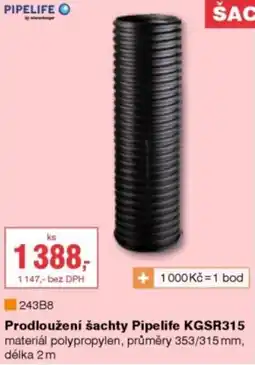 DEK Pipelife prodloužení šachty KGSR315 nabídka