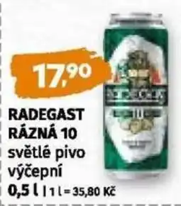 Coop Radegast různá 10 světlé pivo výčepní nabídka
