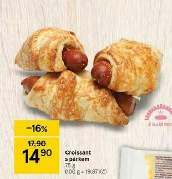 Tesco Croissant s párkem nabídka