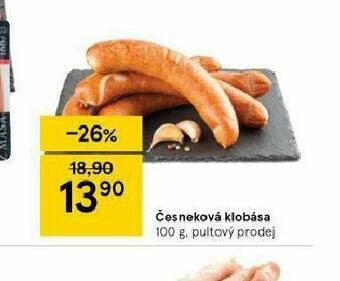 Tesco Česneková klobása nabídka