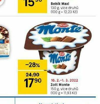 Tesco Zott monte nabídka