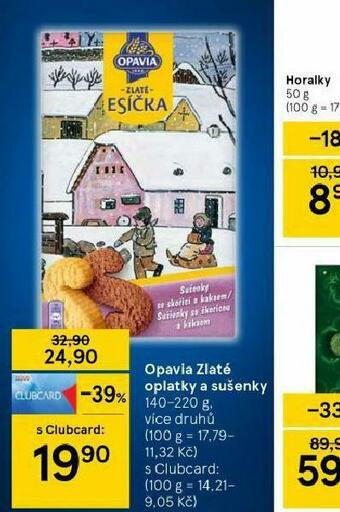 Tesco Opavia zlaté oplatky a sušenky nabídka