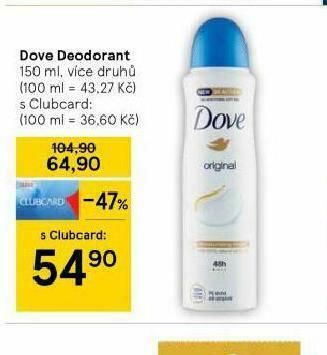 Tesco Dove deodorant nabídka