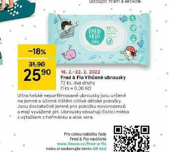 Tesco Fred & flo vlhčené ubrousky nabídka