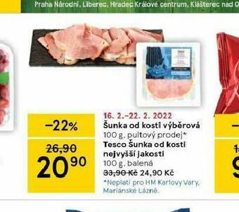 Tesco Šunka od kosti nejvyšší jakosti nabídka