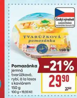Billa Pomazánka jemná tvarůžková, rybí, à la losos s kaviárem nabídka