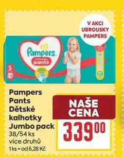 Billa Pampers Pants Dětské kalhotky Jumbo pack 38/54 ks nabídka