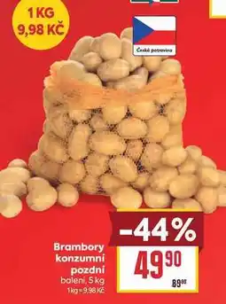 Billa Brambory konzumní pozdní baleni nabídka