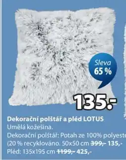 JYSK DEKORAČNÍ POLŠTÁŘ LOTUS nabídka
