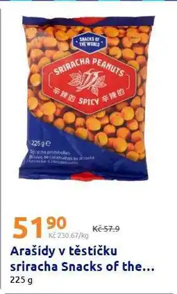 Action Arašidy v těstíčku sriracha Snacks of the nabídka