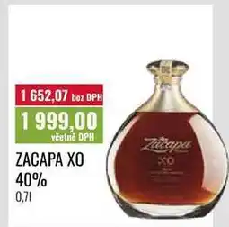 Ratio ZACAPA XO 40%, 0,71 nabídka