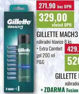 Ratio GILLETTE MACH3, náhradní hlavice 8 ks +Extra Comfort, gel 200 ml nabídka