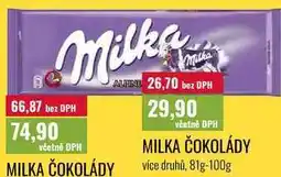 Ratio MILKA ČOKOLÁDY, více druhů, 81g-100g nabídka