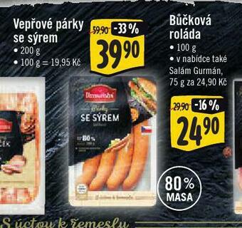 Jip Vepřové párky se sýrem nabídka