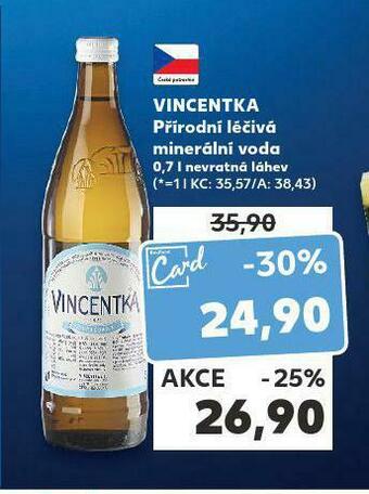 Kaufland Vincentka přírodní léčivá minerální voda nabídka