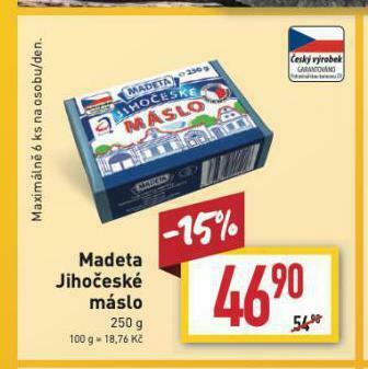 Billa Madeta jihočeské máslo nabídka