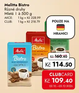 TRAVEL FREE Melitta Bistro nabídka