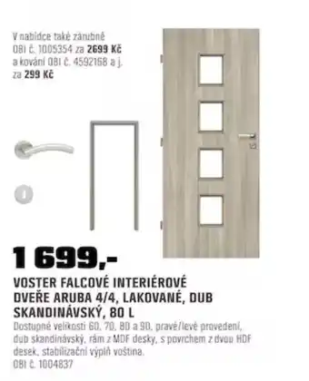 Voster falcové interiérové dveře aruba 4/4, lakované, dub skandinávský, 80 l